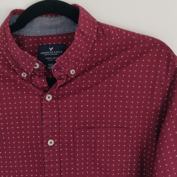 (3/$25) Maroon Dotted Button Down Shirt - Picture 2 of 2